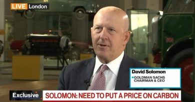 Goldman Sachs CEO Solomon Says a Price Must Be Put on Carbon