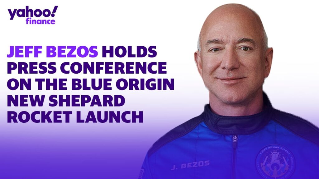 Jeff Bezos holds a press conference on the Blue Origin New Shepard rocket launch