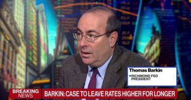 Barkin Sees Case for Leaving Fed Rates Higher for Longer