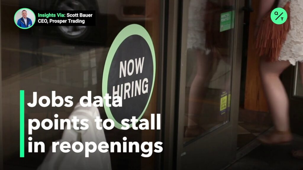 June jobs data tempered by stall in reopenings.